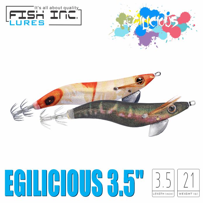 Egi Lure, Egging, Eggi Set, Squid Fishing, Bait Tree, Squid Octopus, 5  Colors, Fluorescent Body, No. 3.0, Set of 5